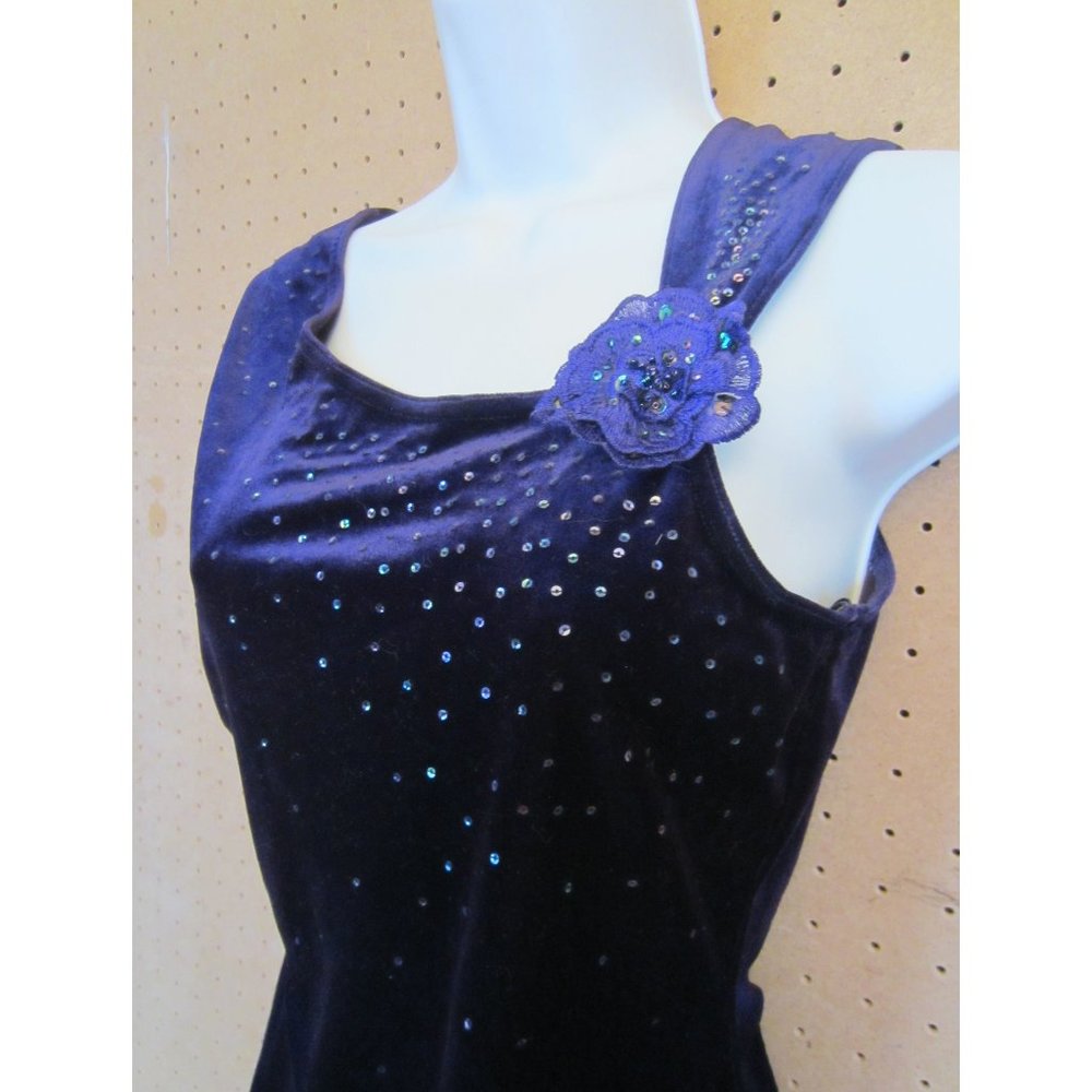 Women's sequined-Dark-Purple velvet blouse-designer's sample Size XS/S